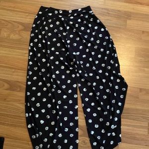 Black/white dot capris. Polyester/rayon/spandex. Beautiful and comfy